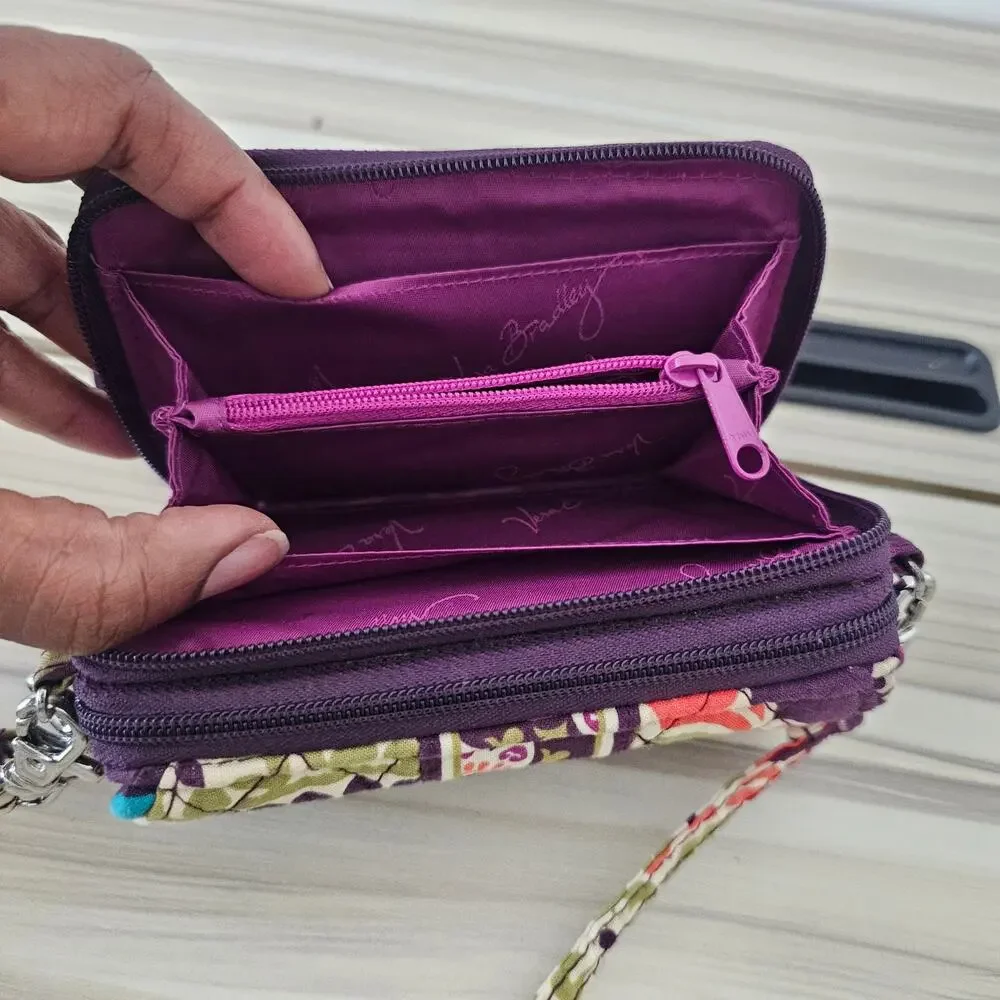 Vera Bradley Retired Plum Crazy Print Wallet with Crossbody Strap - Picture 8 of 11